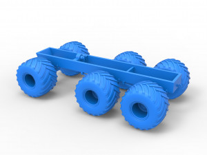 Old school monster truck chassis 6x6 Scale 1 to 25 Model do druku 3D