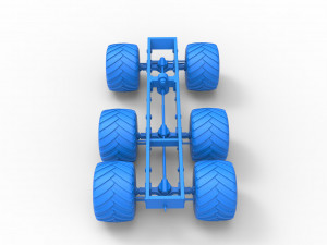 Old school monster truck chassis 6x6 Scale 1 to 25 Model do druku 3D