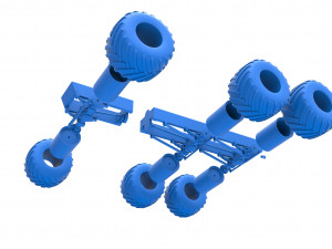 Old school monster truck chassis 6x6 Scale 1 to 25 Model do druku 3D
