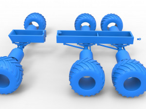 Old school monster truck chassis 6x6 Scale 1 to 25 Model do druku 3D