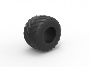 Monster Jam tire 19 Scale 1 to 25 3D-Druckmodell