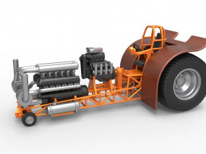 Trator puxador com motores V12 e V8 Escala 1 a 25 Modelo de Impressão 3D