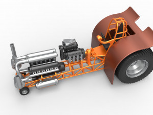 Pulling tractor with V12 and V8 engines Scale 1 to 25 Model Cetak 3D