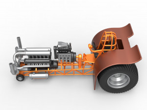 Pulling tractor with V12 and V8 engines Scale 1 to 25 Model Cetak 3D