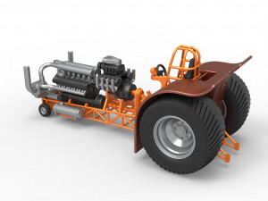 Pulling tractor with V12 and V8 engines Scale 1 to 25 Model Cetak 3D