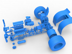 Pulling tractor with V12 and V8 engines Scale 1 to 25 Model Cetak 3D