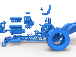 Pulling tractor with V12 and V8 engines Scale 1 to 25 Model Cetak 3D
