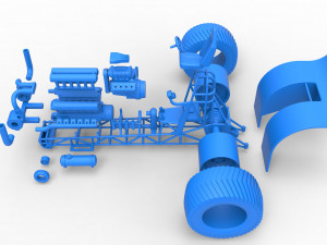 Pulling tractor with V12 and V8 engines Scale 1 to 25 Model Cetak 3D