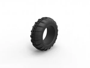 Dune buggy front tire 9 Scale 1 to 25 3D Print Model