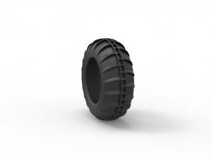 Dune buggy front tire 9 Scale 1 to 25 3D Print Model