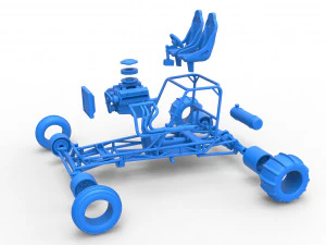 Old school water pumper Sand buggy Version 2 Scale 1 to 25 3D Print Model