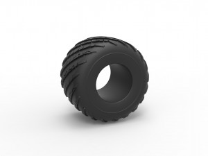 Monster Jam tire 20 Scale 1 to 25 3D Print Model