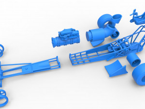 Front engine jet dragster Scale 1 to 25 3D Print Model