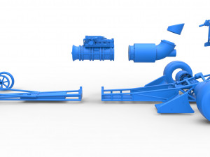 Front engine jet dragster Scale 1 to 25 3D Print Model
