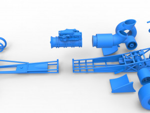 Front engine jet dragster Scale 1 to 25 3D Print Model