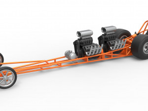 Front engine dragster with 2 V8 Scale 1 to 25 3Dプリントモデル