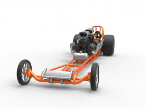 Front engine dragster with 2 V8 Scale 1 to 25 3D Print Model