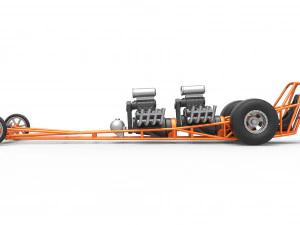 Front engine dragster with 2 V8 Scale 1 to 25 3D Print Model