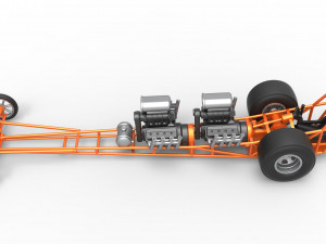 Front engine dragster with 2 V8 Scale 1 to 25 Modello di stampa 3D