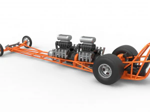 Front engine dragster with 2 V8 Scale 1 to 25 3D Print Model