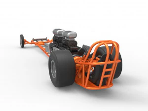 Front engine dragster with 2 V8 Scale 1 to 25 3D Print Model