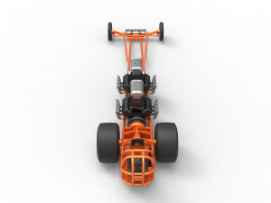 Front engine dragster with 2 V8 Scale 1 to 25 Modello di stampa 3D