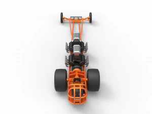 Front engine dragster with 2 V8 Scale 1 to 25 3D Print Model