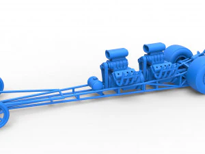 Front engine dragster with 2 V8 Scale 1 to 25 3D Print Model