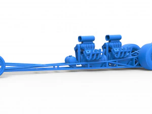 Front engine dragster with 2 V8 Scale 1 to 25 3D Print Model