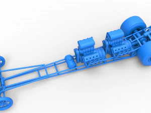 Front engine dragster with 2 V8 Scale 1 to 25 3D Print Model