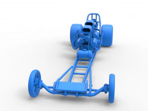 Front engine dragster with 2 V8 Scale 1 to 25 3D Print Model