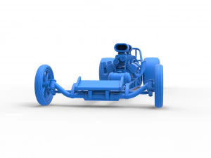 Front engine dragster with 2 V8 Scale 1 to 25 3D Print Model