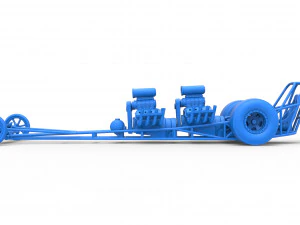 Front engine dragster with 2 V8 Scale 1 to 25 3D Print Model