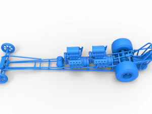 Front engine dragster with 2 V8 Scale 1 to 25 3D Print Model
