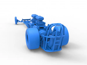 Front engine dragster with 2 V8 Scale 1 to 25 3D Print Model