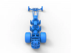 Front engine dragster with 2 V8 Scale 1 to 25 3D Print Model