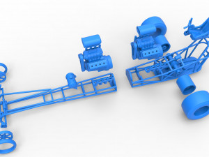 Front engine dragster with 2 V8 Scale 1 to 25 Modello di stampa 3D