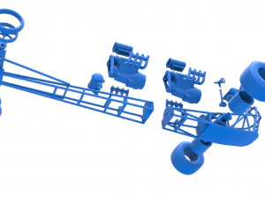Front engine dragster with 2 V8 Scale 1 to 25 3D Print Model