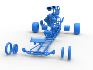 Front engine dragster with 2 V8 Scale 1 to 25 3D Print Model