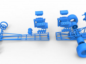Front engine dragster with 2 V8 Scale 1 to 25 Modello di stampa 3D