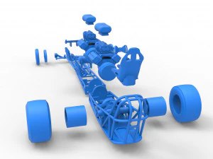 Front engine dragster with 2 V8 Scale 1 to 25 3D Print Model