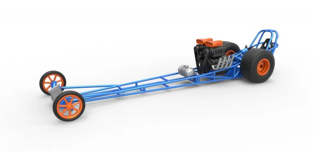Front engine dragster with double supercharged V8 Scale 1 to 25 3D Print Model .c4d .max .obj .3ds .fbx .stl .blend 