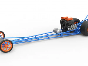 Front engine dragster with double supercharged V8 Scale 1 to 25 3D Print Model