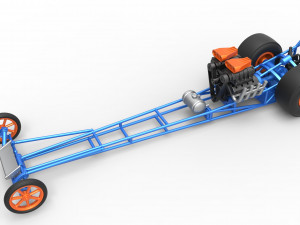 Front engine dragster with double supercharged V8 Scale 1 to 25 3D Print Model
