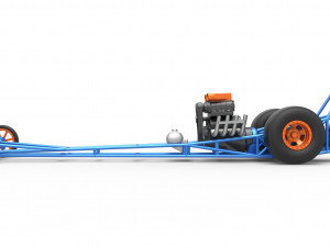 Front engine dragster with double supercharged V8 Scale 1 to 25 3D Print Model