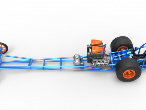 Front engine dragster with double supercharged V8 Scale 1 to 25 3D Print Model