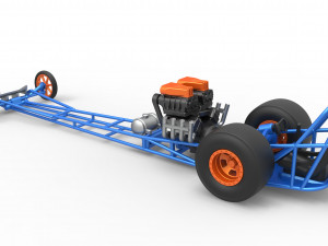 Front engine dragster with double supercharged V8 Scale 1 to 25 3D Print Model