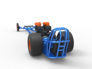 Front engine dragster with double supercharged V8 Scale 1 to 25 3D Print Model