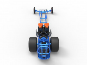 Front engine dragster with double supercharged V8 Scale 1 to 25 3D Print Model