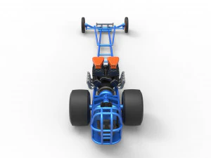 Front engine dragster with double supercharged V8 Scale 1 to 25 3D Print Model